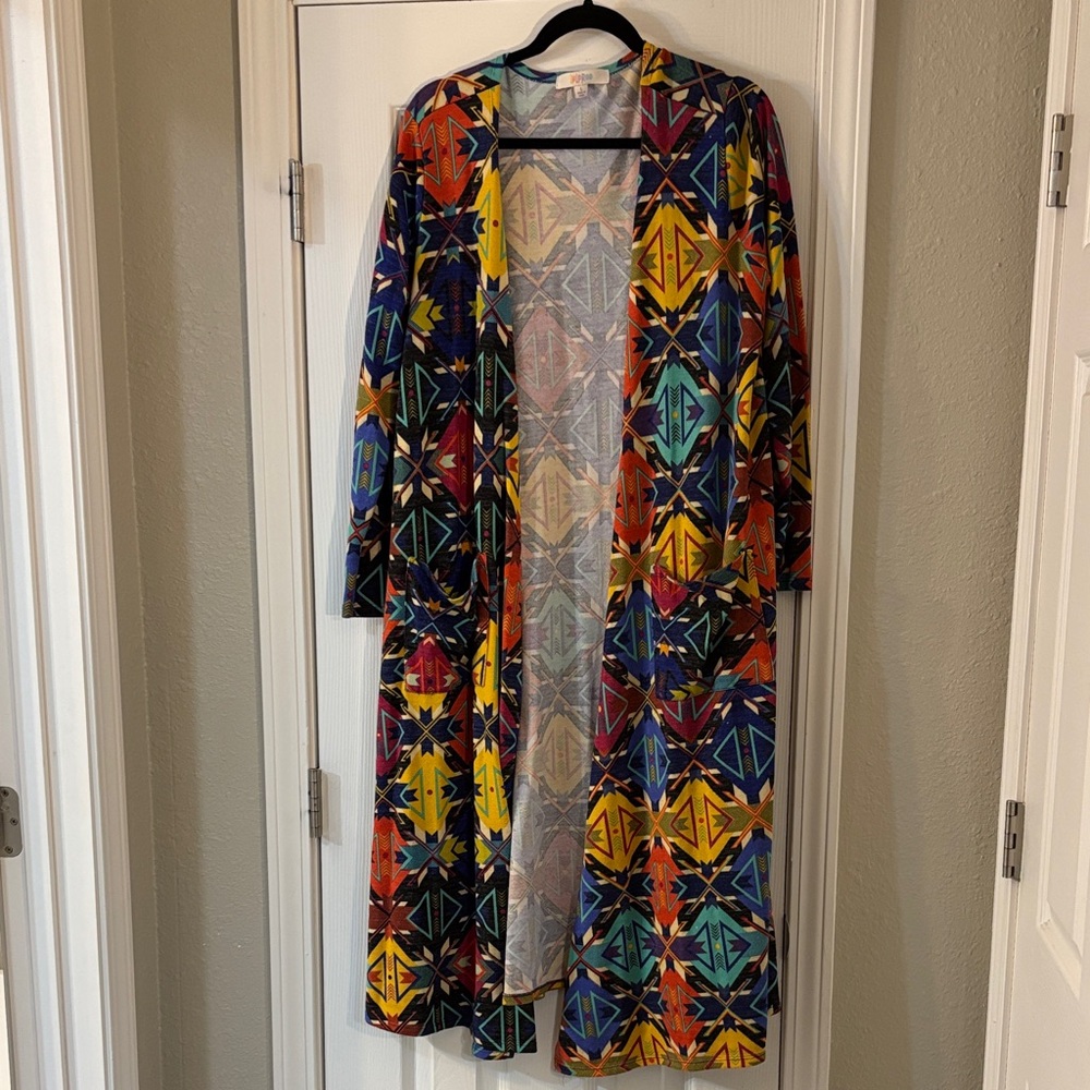 LuLaRoe Colorful Geometric Knit Cardigan